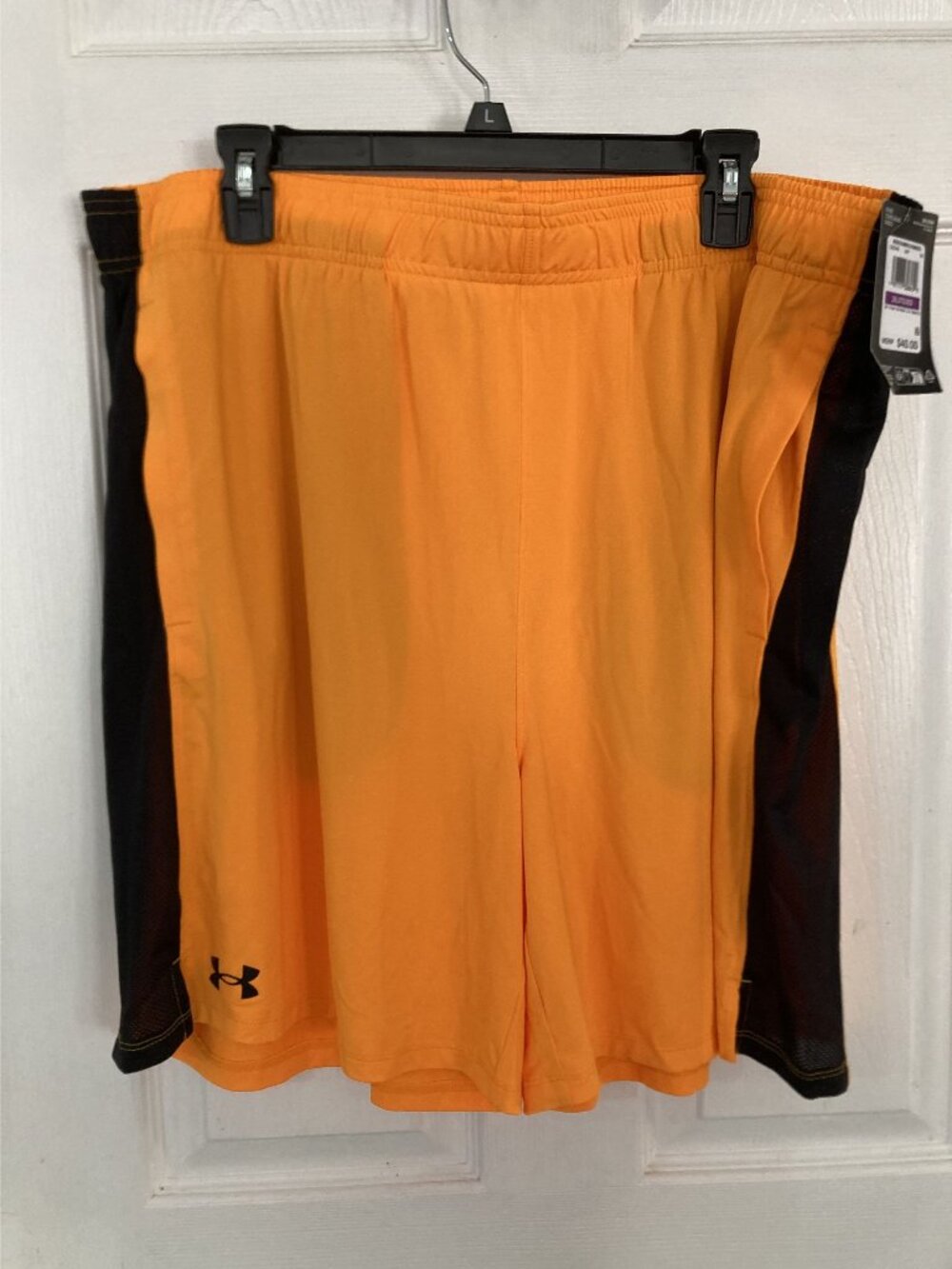 Under Armour Mens 2XL Athletic Shorts Orange & Black Polyester Elastic Waist NEW